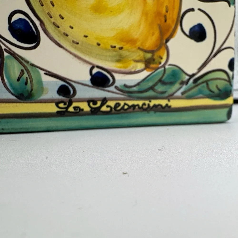 Leoncini‎ Italy Hand Painted Ceramic Canister Set San Gimignano Fruit Cork Lid